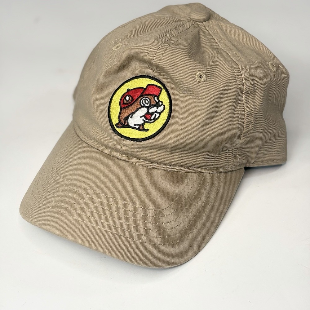 Khaki Baseball Cap with Buc-ee's Beaver Patch Pre-Owned Tan Adjustable